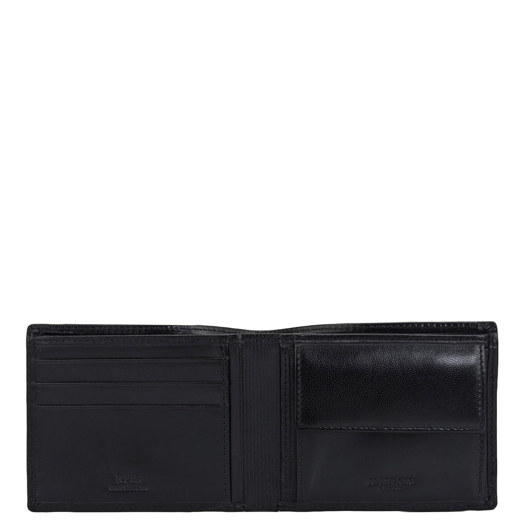 Black Bifold Leather Mens Wallet