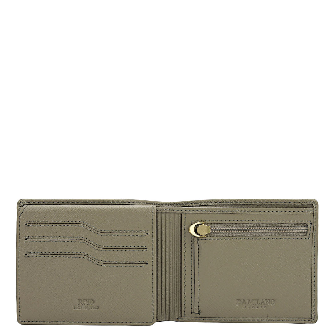 Stone Grey Bifold Leather Mens Wallet