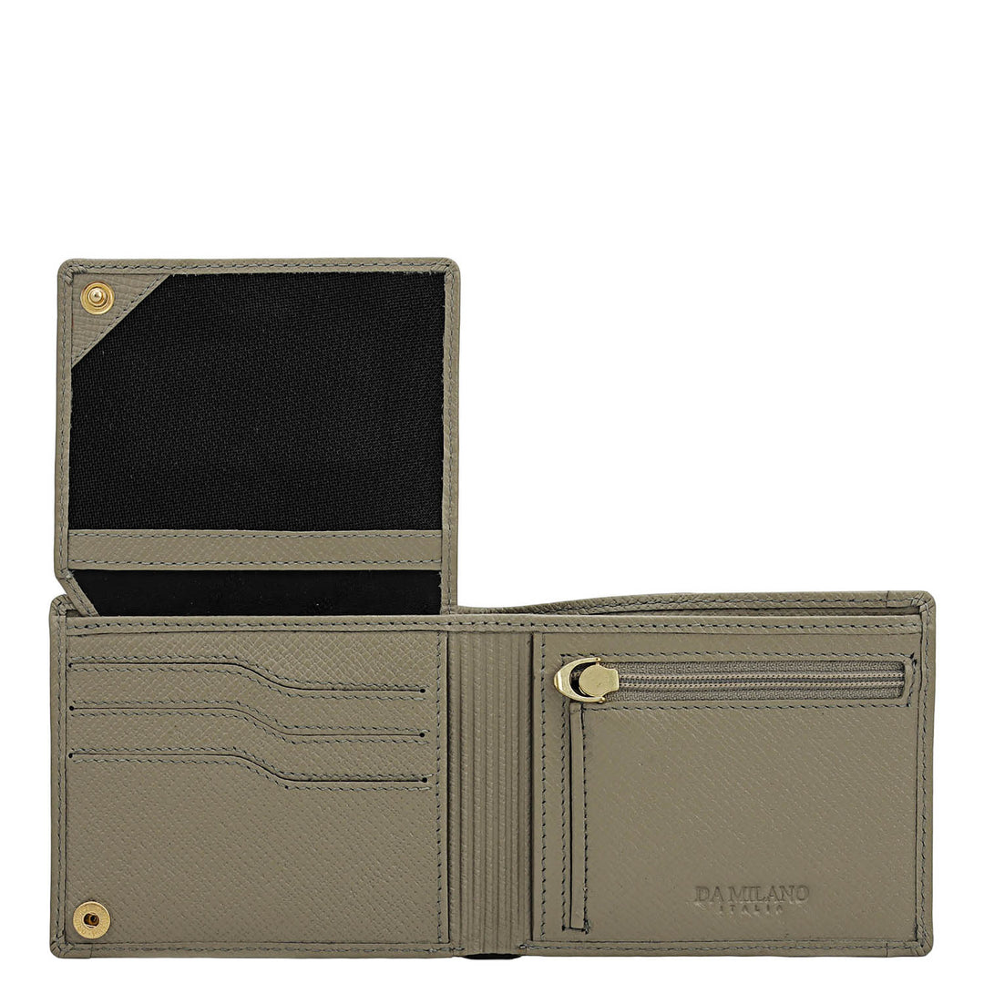 Stone Grey Bifold Leather Mens Wallet