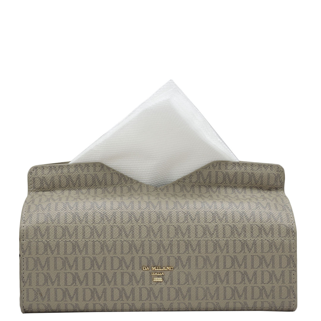 Monogram Leather Napkin Case - Chalk