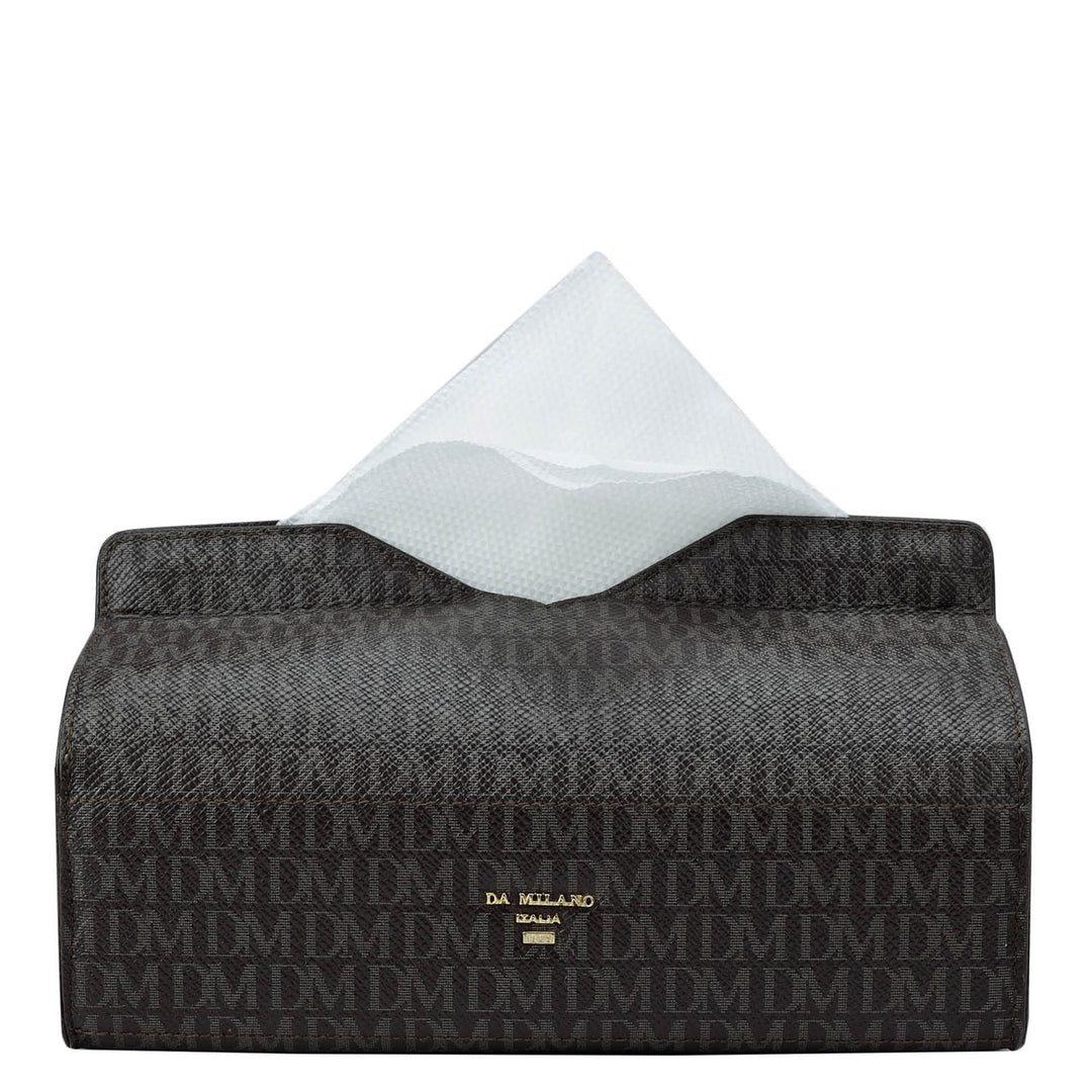 Monogram Leather Napkin Case - Chocolate