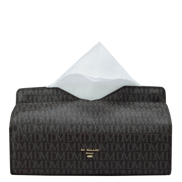 Monogram Leather Napkin Case - Chocolate