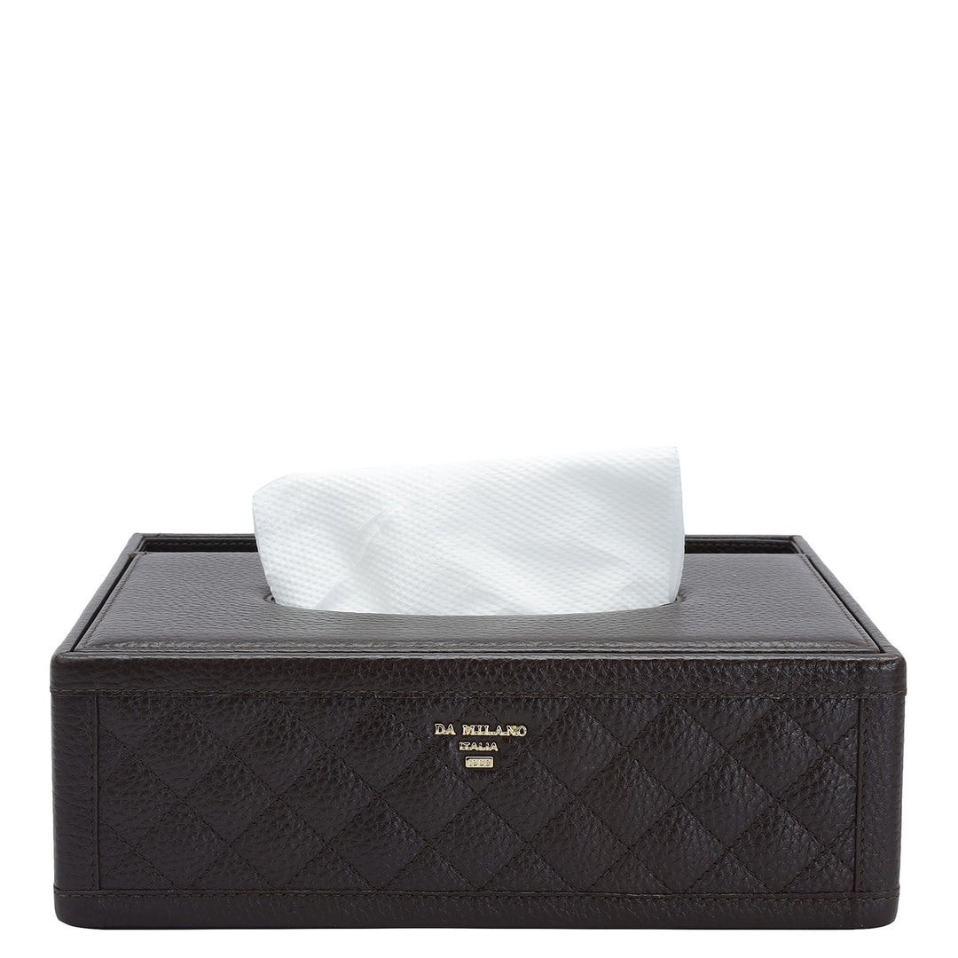Quilting Wax Leather Napkin Case - Chocolate