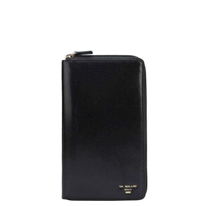 Plain Leather Passport Case - Black