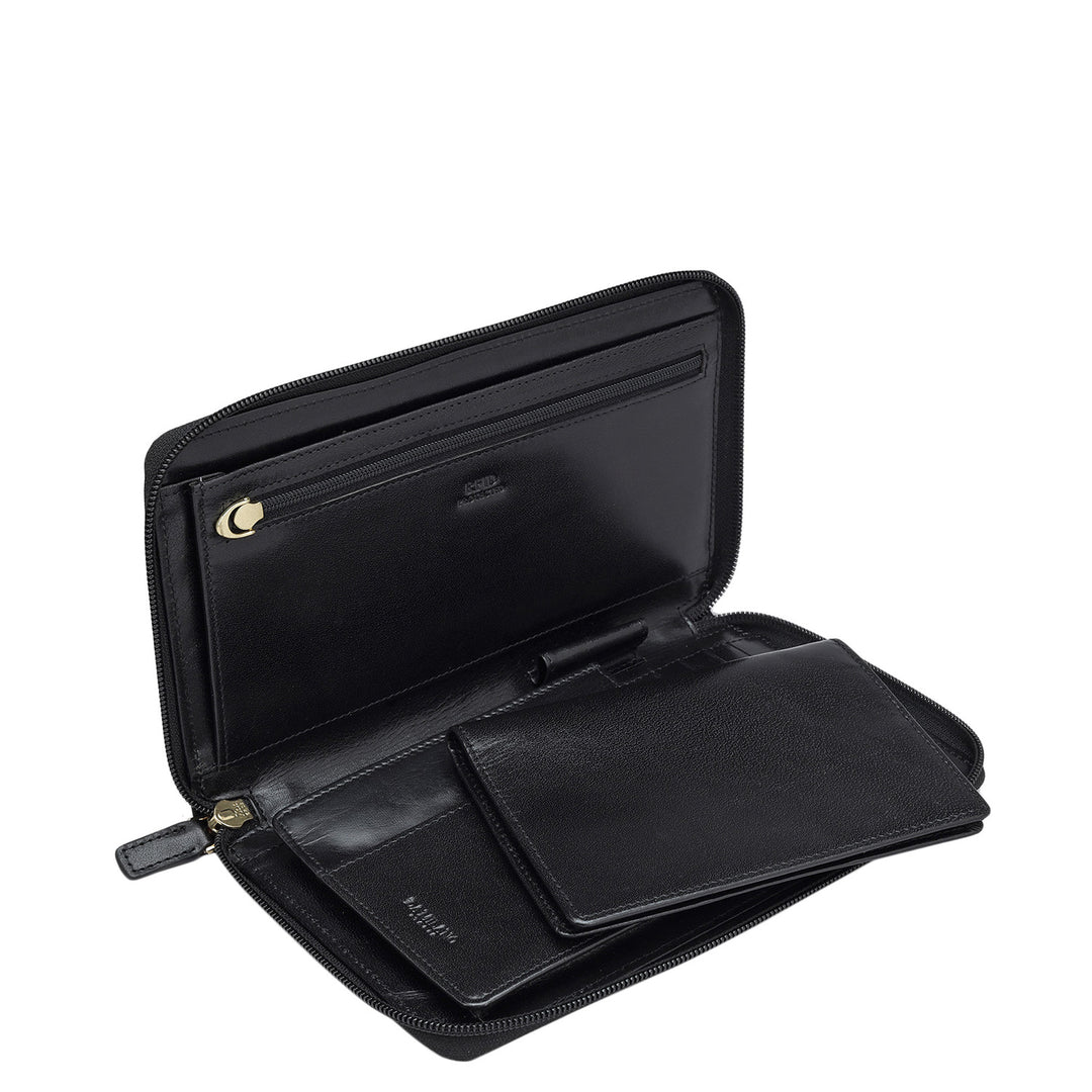 Plain Leather Passport Case - Black