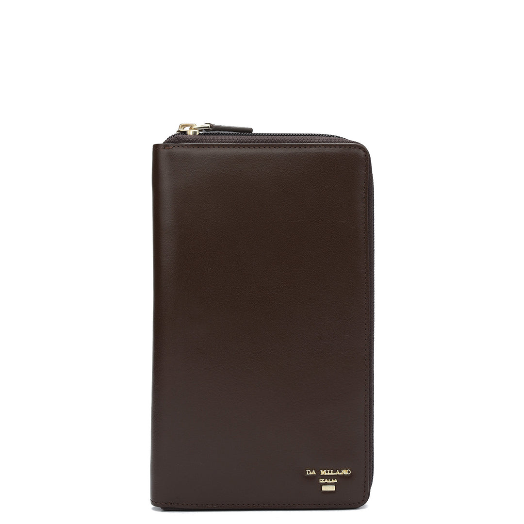 Plain Leather Passport Case - Brown