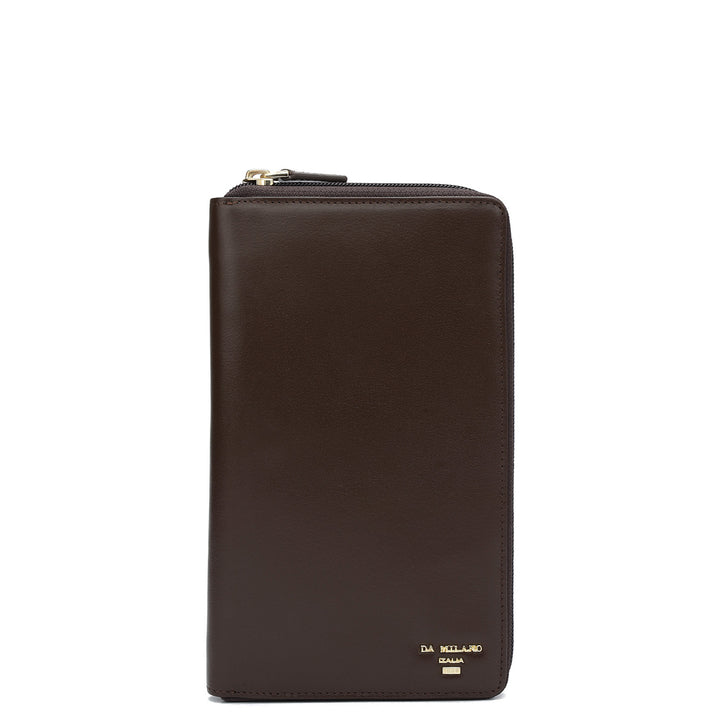 Plain Leather Passport Case - Brown