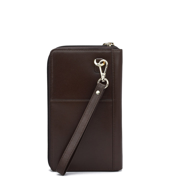 Plain Leather Passport Case - Brown