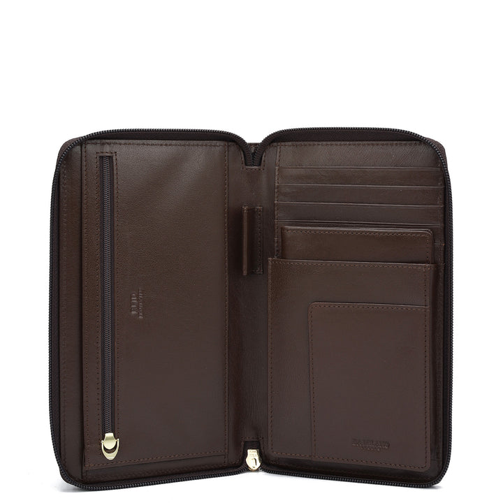 Plain Leather Passport Case - Brown
