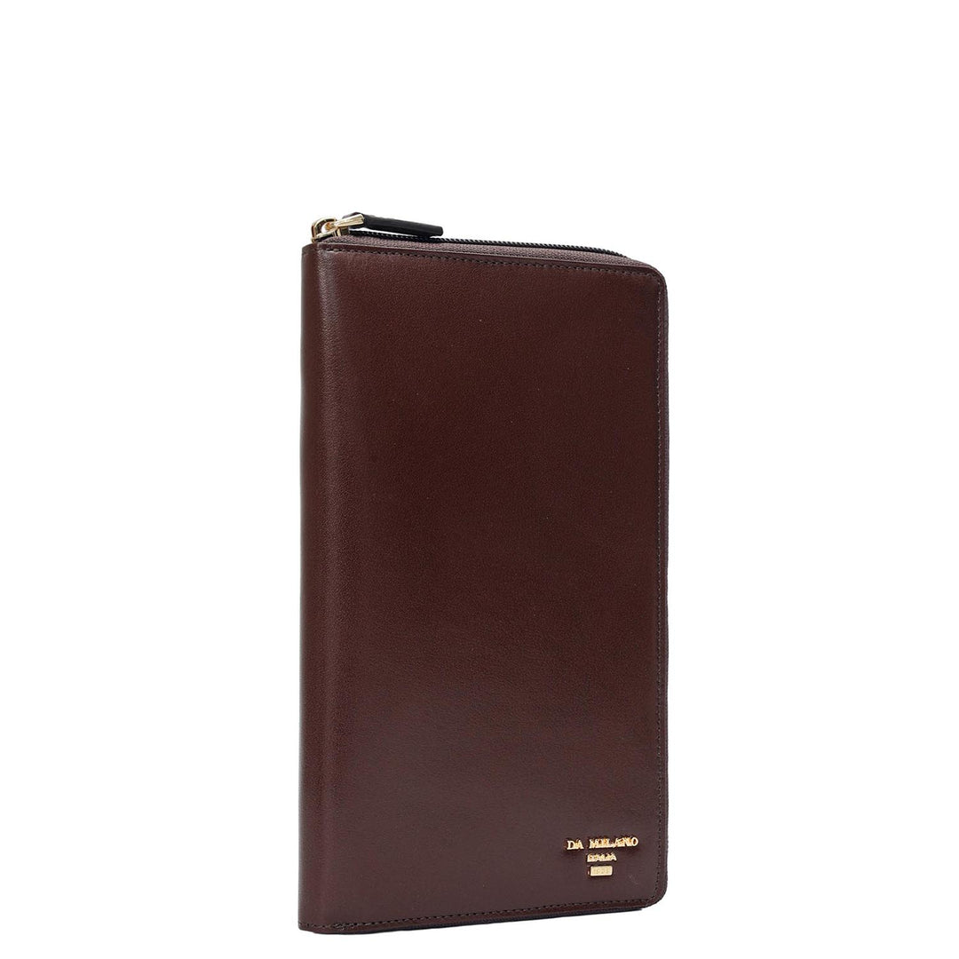 Plain Leather Passport Case - Brown