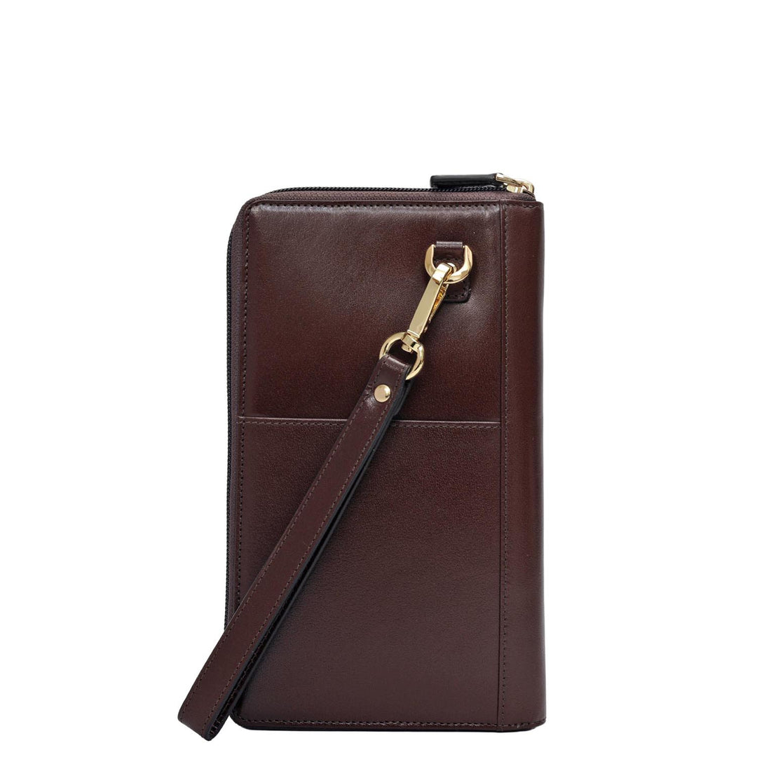 Plain Leather Passport Case - Brown
