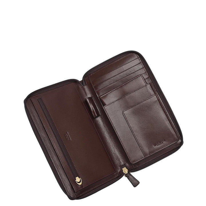 Plain Leather Passport Case - Brown