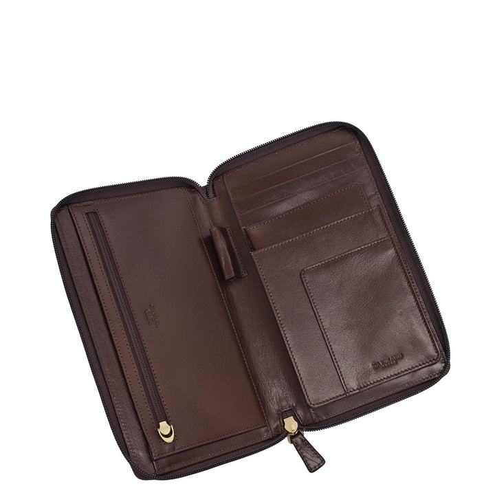 Plain Leather Passport Case - Brown