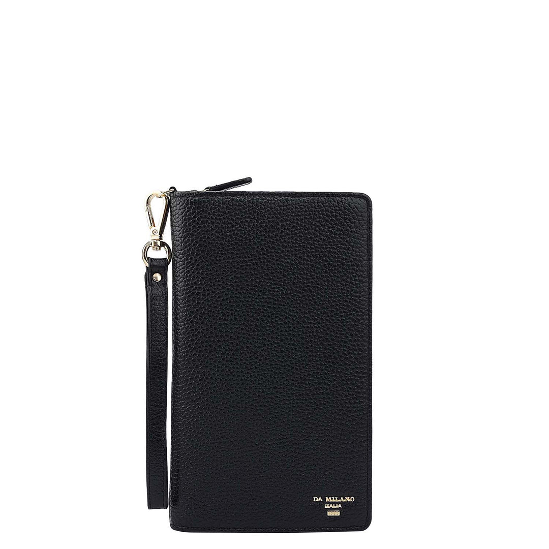Wax Leather Passport Case - Black