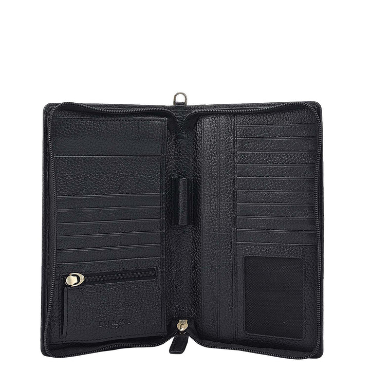 Wax Leather Passport Case - Black
