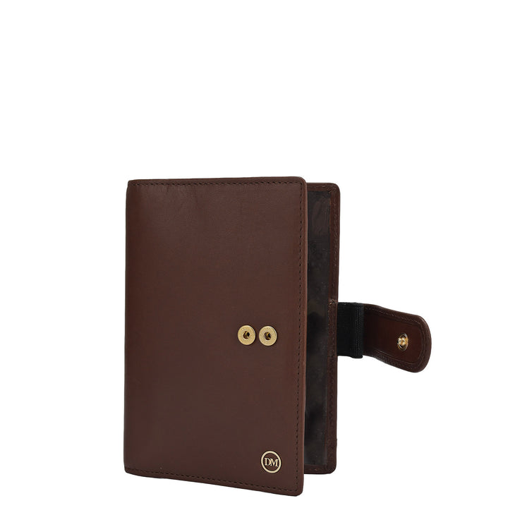 Plain Leather Passport Case - Brown