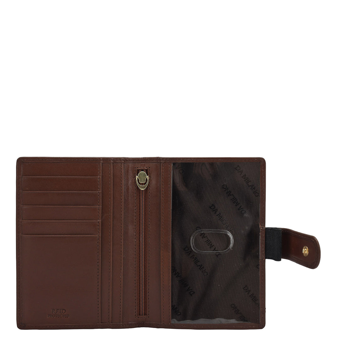 Plain Leather Passport Case - Brown