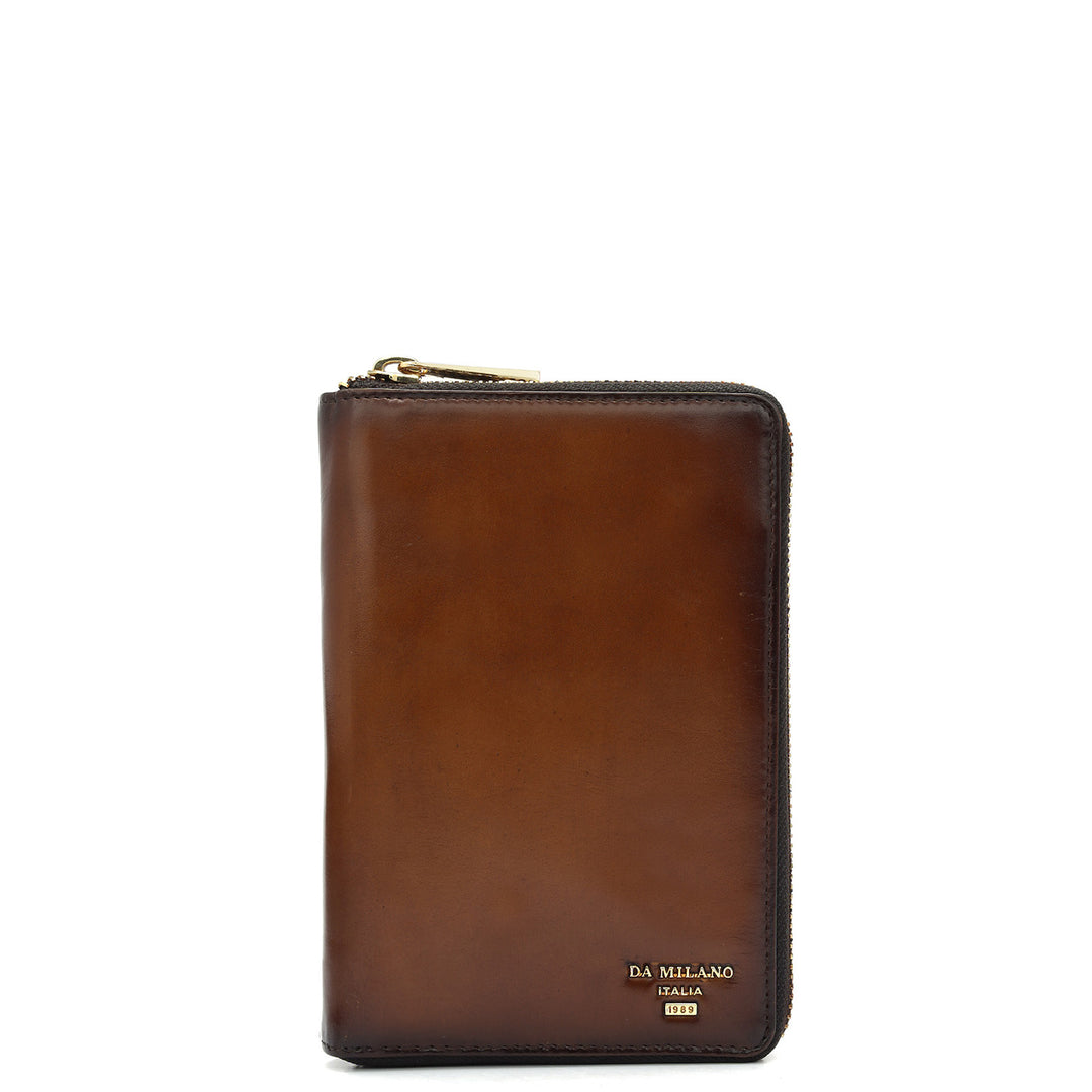 Plain Leather Passport Case - Cognac
