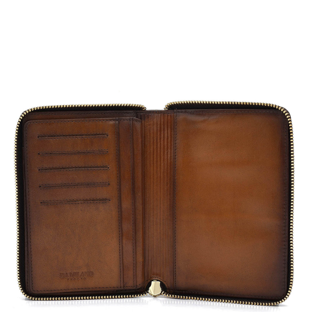 Plain Leather Passport Case - Cognac