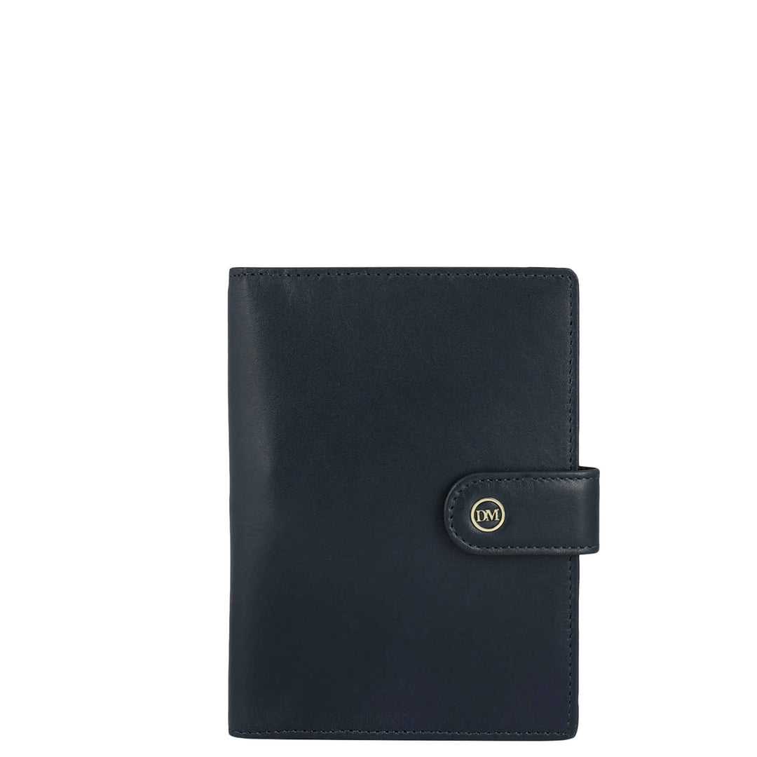 Plain Leather Passport Case - Navy