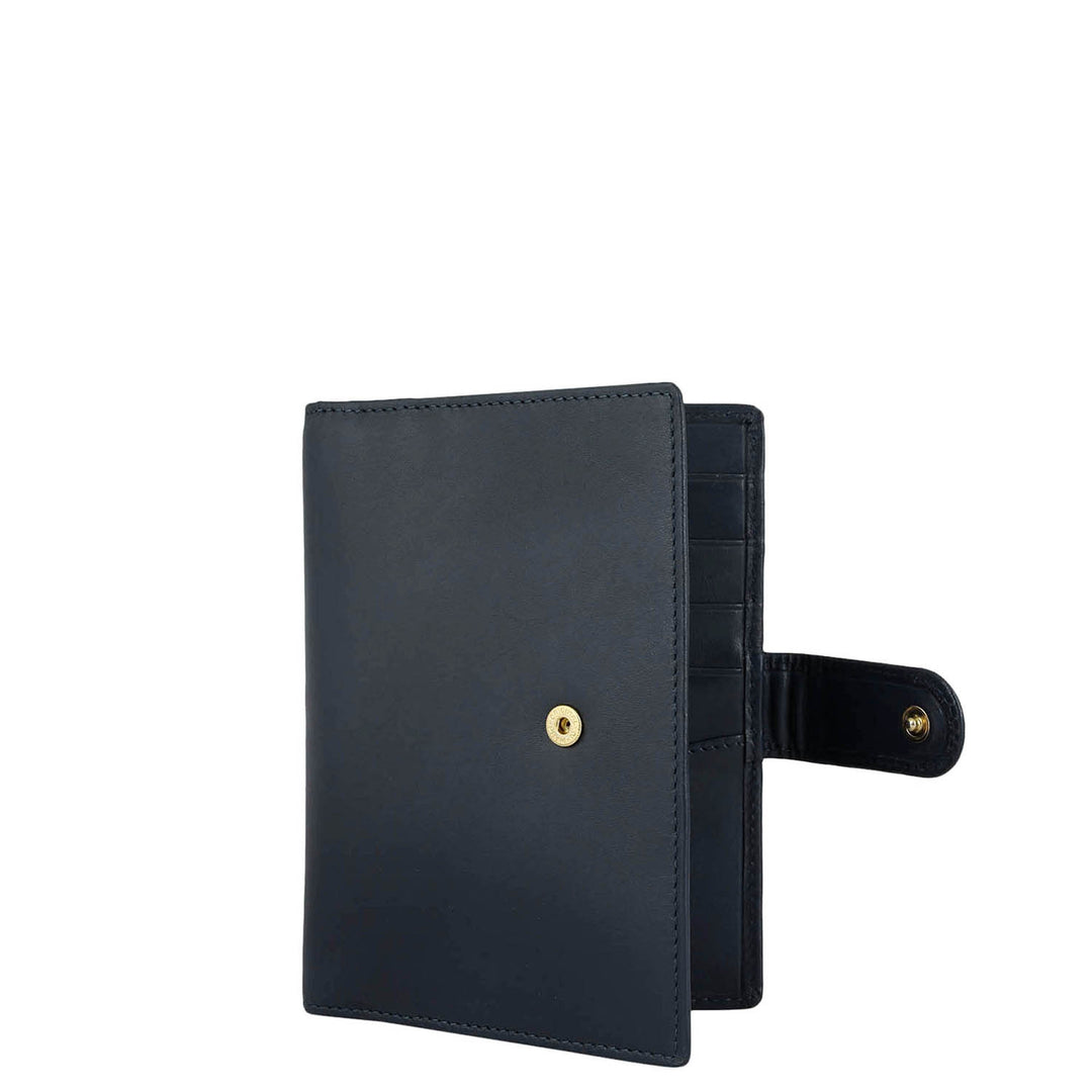 Plain Leather Passport Case - Navy