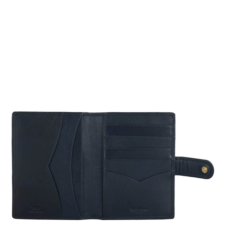Plain Leather Passport Case - Navy