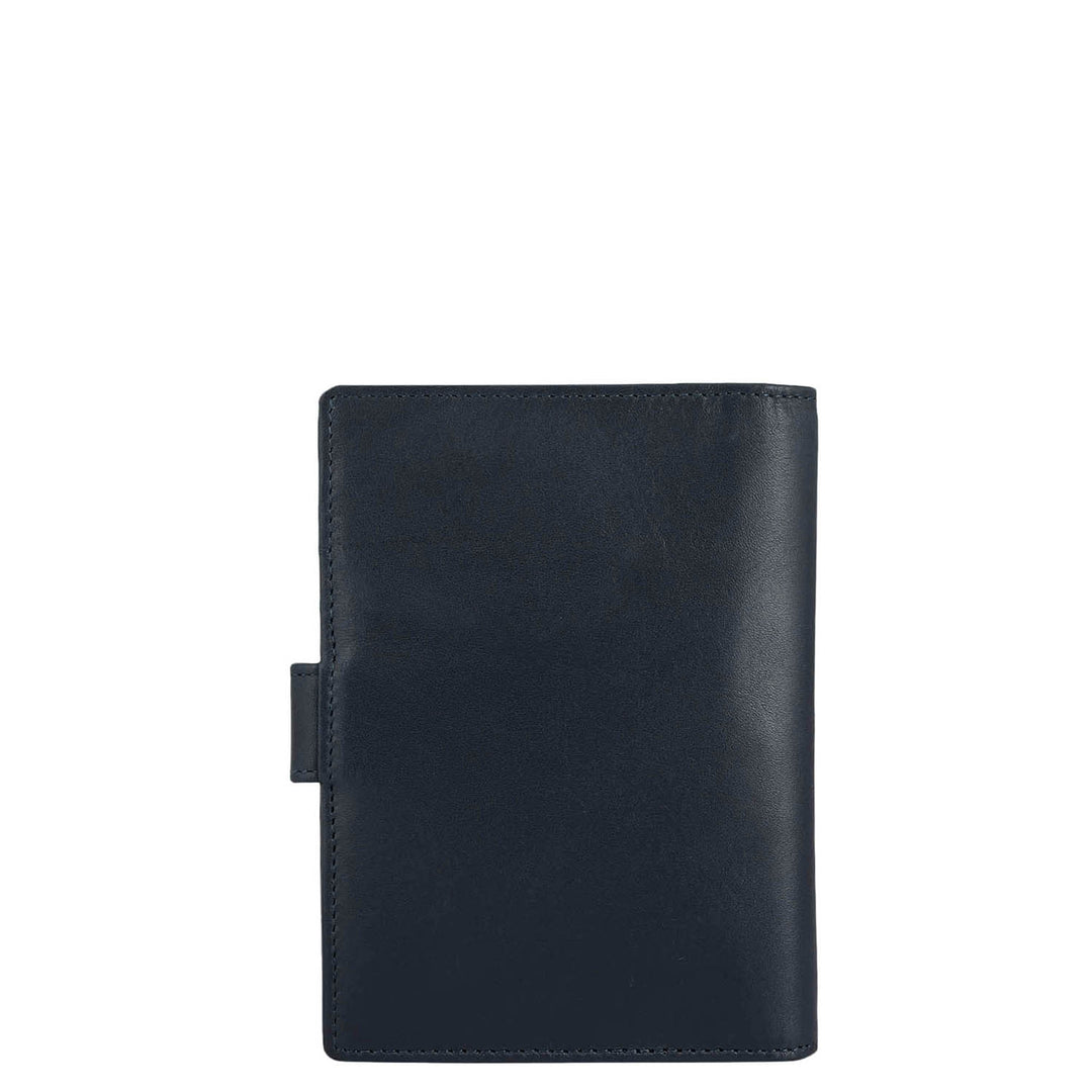 Plain Leather Passport Case - Navy