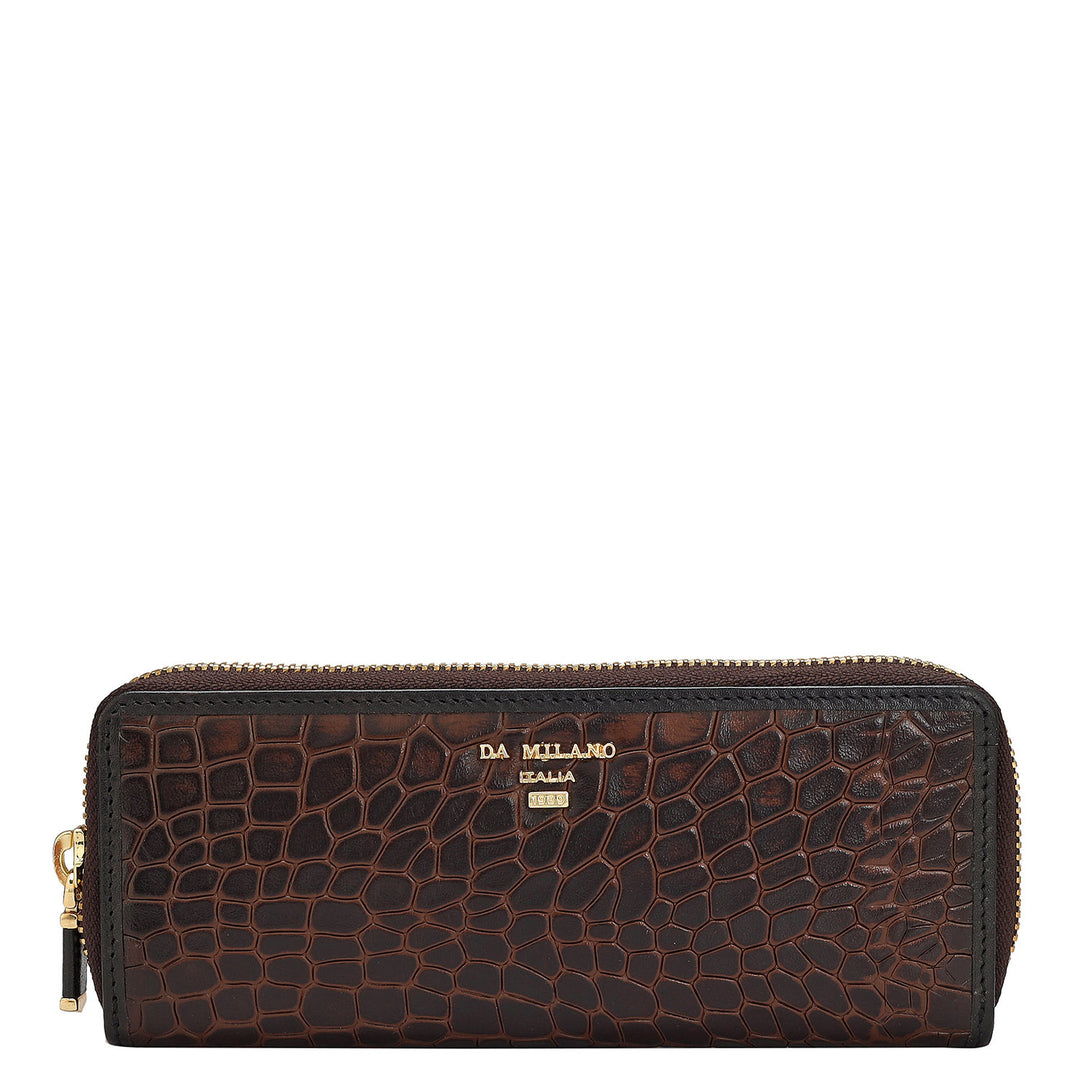 Croco Leather Pen Case - Brown