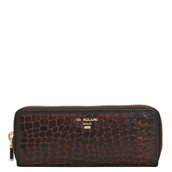 Croco Leather Pen Case - Brown