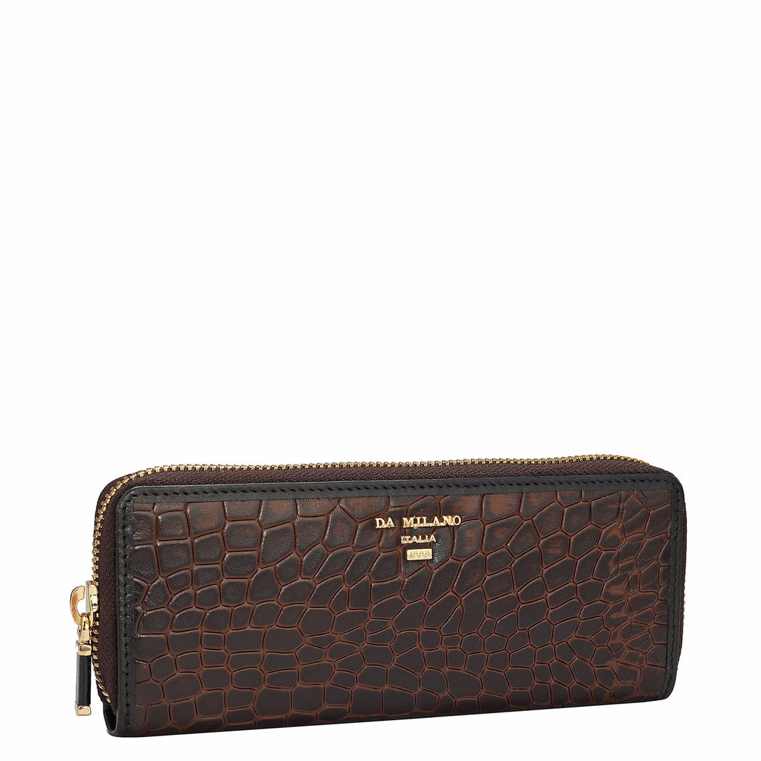 Croco Leather Pen Case - Brown