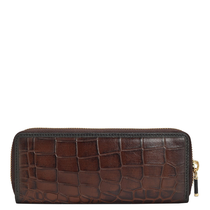 Croco Leather Pen Case - Brown