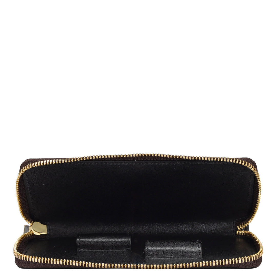 Croco Leather Pen Case - Brown