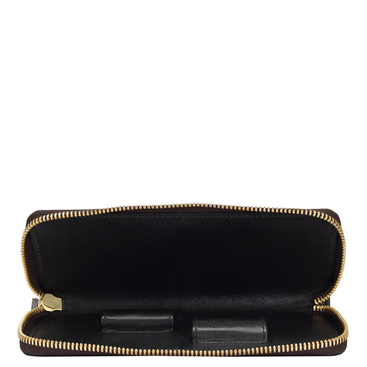 Croco Leather Pen Case - Brown