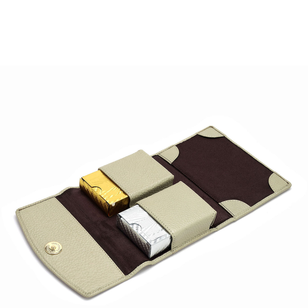 Wax Leather Playing Cards - Khaki