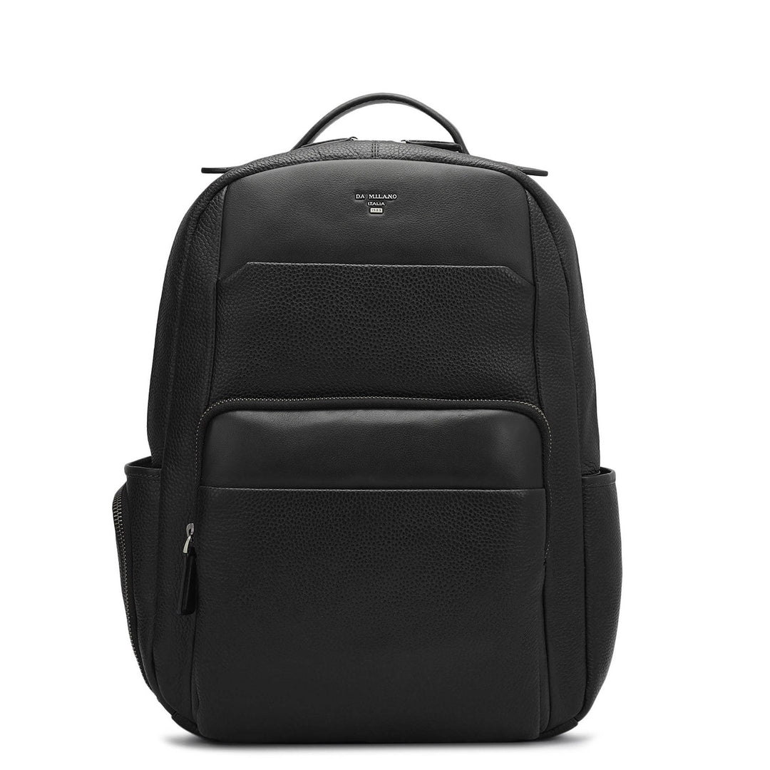 Wax Plain Leather Backpack - Black