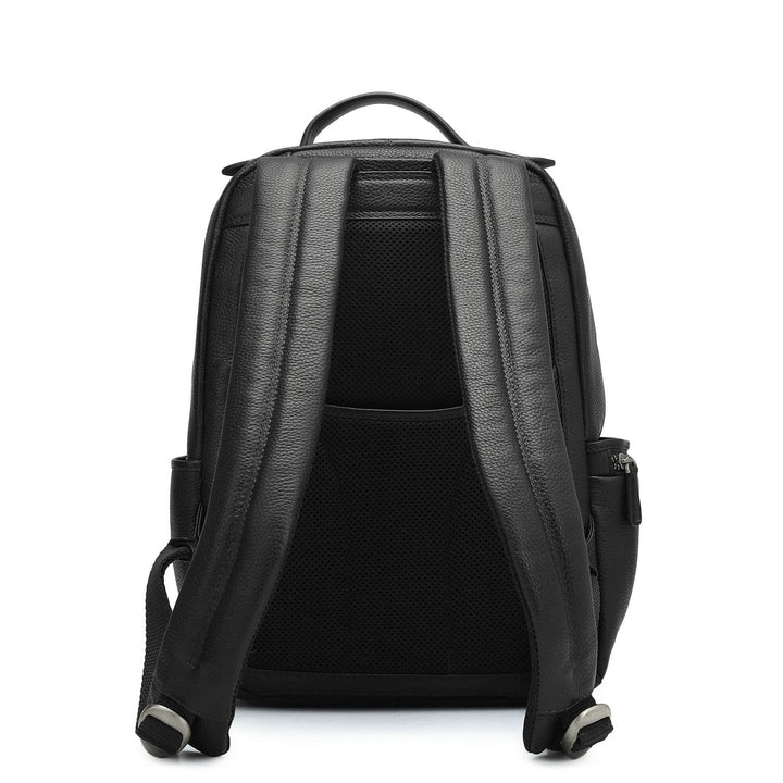 Wax Plain Leather Backpack - Black