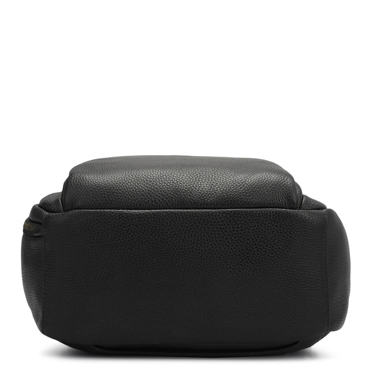 Wax Plain Leather Backpack - Black