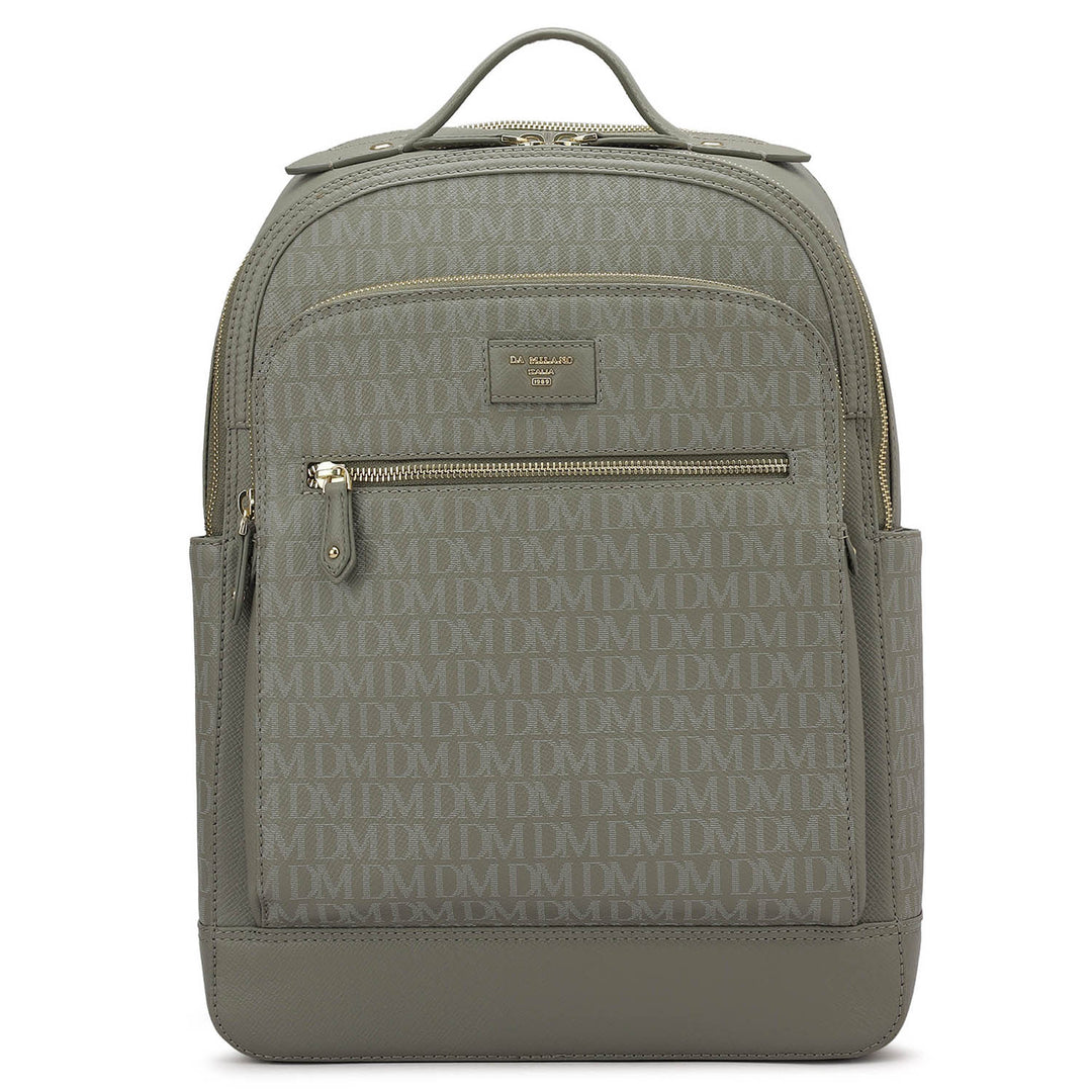 Monogram Franzy Leather Backpack - Stone Grey