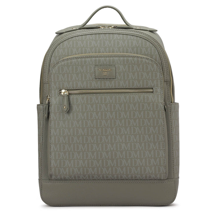 Monogram Franzy Leather Backpack - Stone Grey