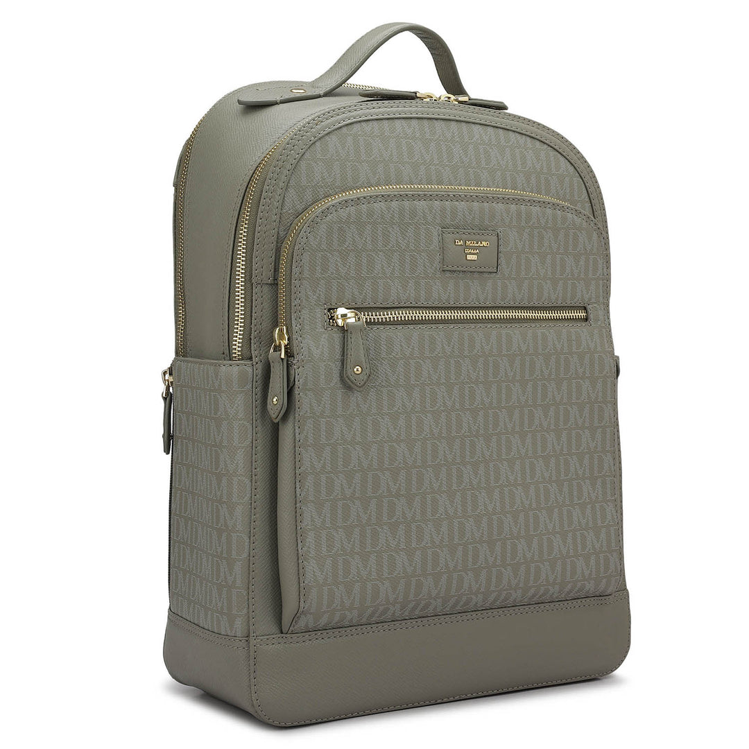 Monogram Franzy Leather Backpack - Stone Grey
