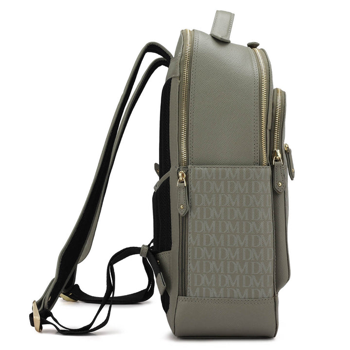Monogram Franzy Leather Backpack - Stone Grey