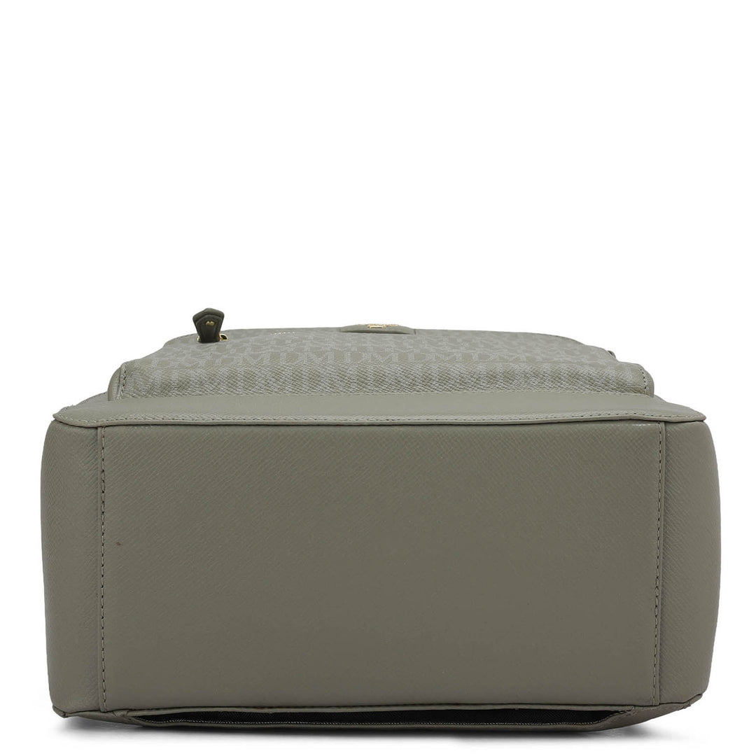 Monogram Franzy Leather Backpack - Stone Grey