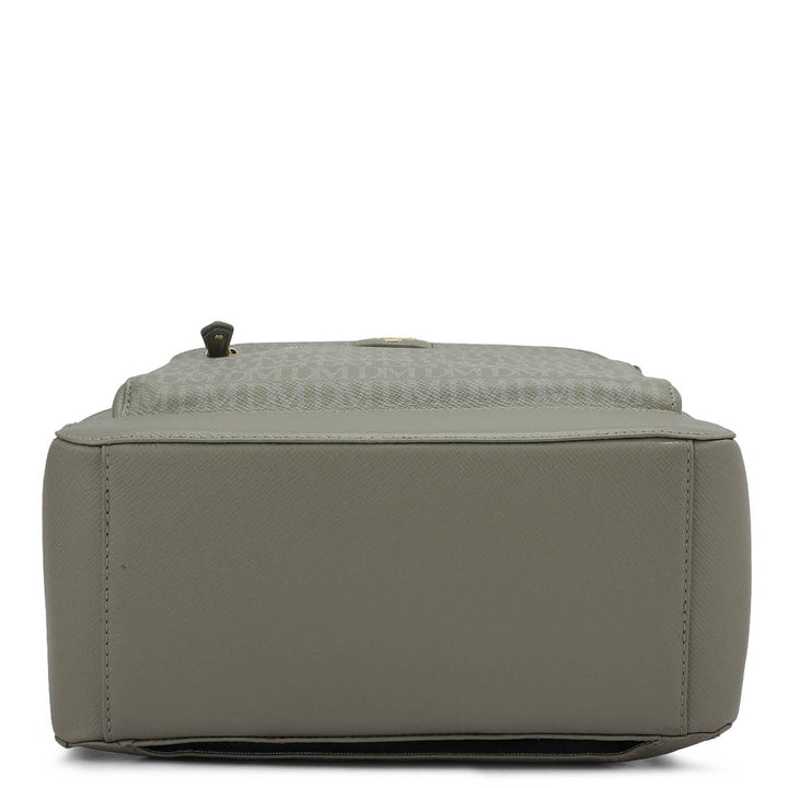 Monogram Franzy Leather Backpack - Stone Grey