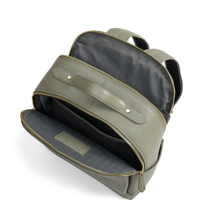 Monogram Franzy Leather Backpack - Stone Grey