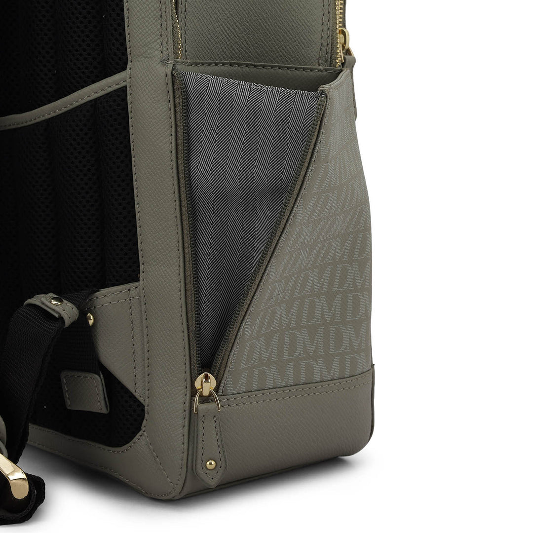 Monogram Franzy Leather Backpack - Stone Grey
