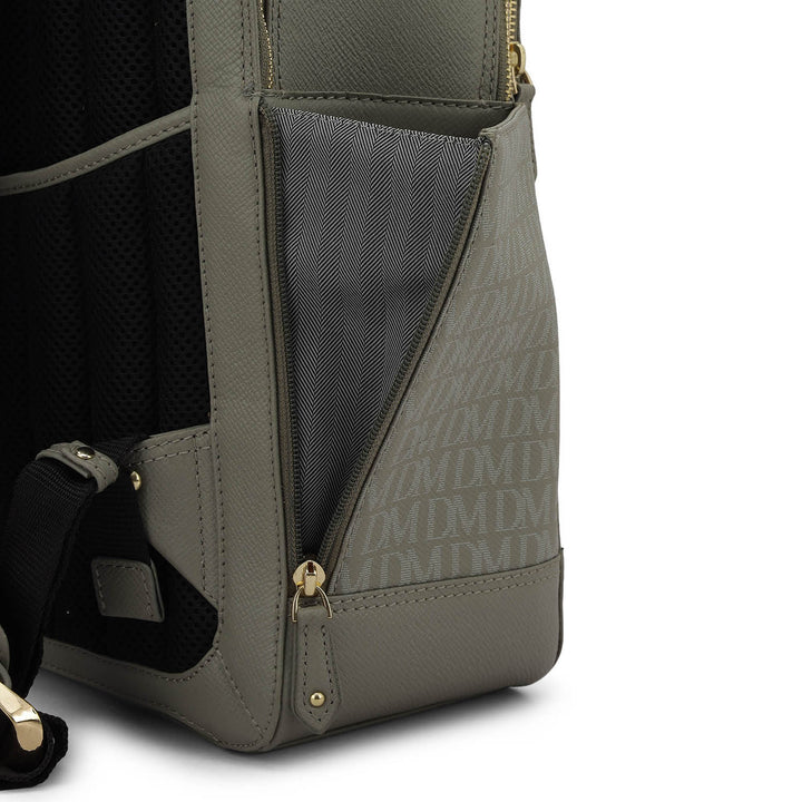 Monogram Franzy Leather Backpack - Stone Grey