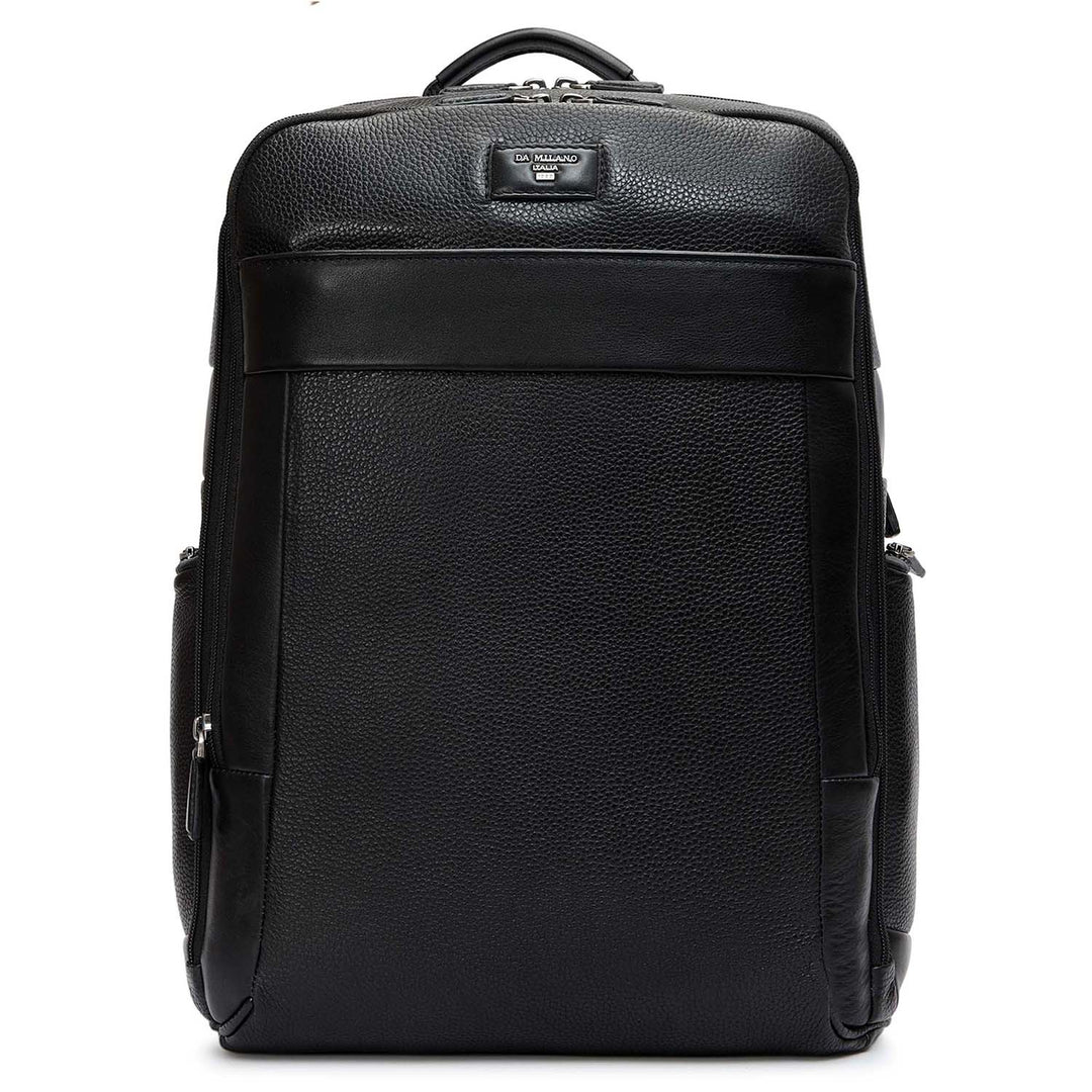 Wax Plain Leather Backpack - Black