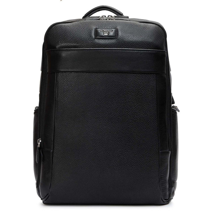 Wax Plain Leather Backpack - Black
