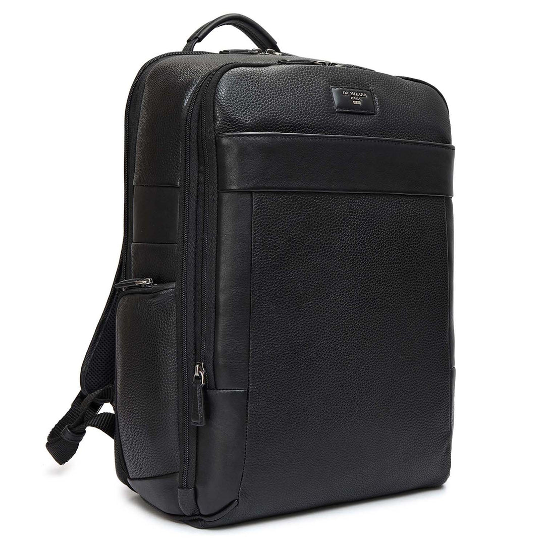 Wax Plain Leather Backpack - Black