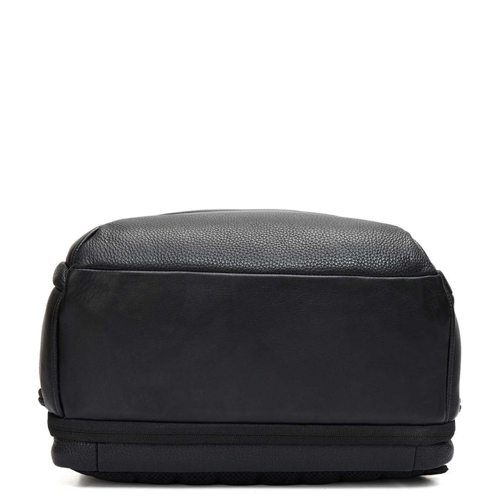 Wax Plain Leather Backpack - Black